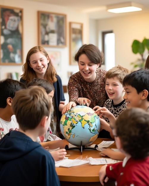 A language class with students practicing conversational skills and exploring different cultures