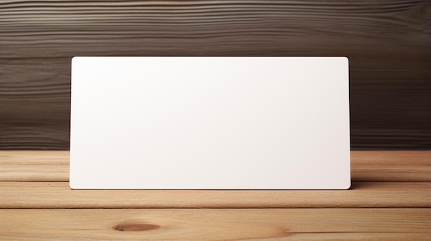 lank white business card mockup on wooden plate chop board Blank white business card mockup