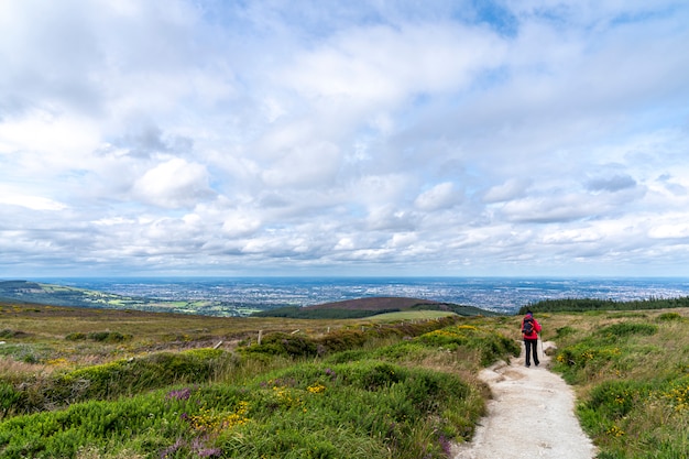 Lanscape of Wicklow way with a girl in the way