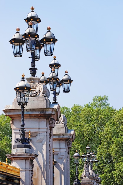 Lantern at Buckingham Palace in the City of Westminster in London in England.