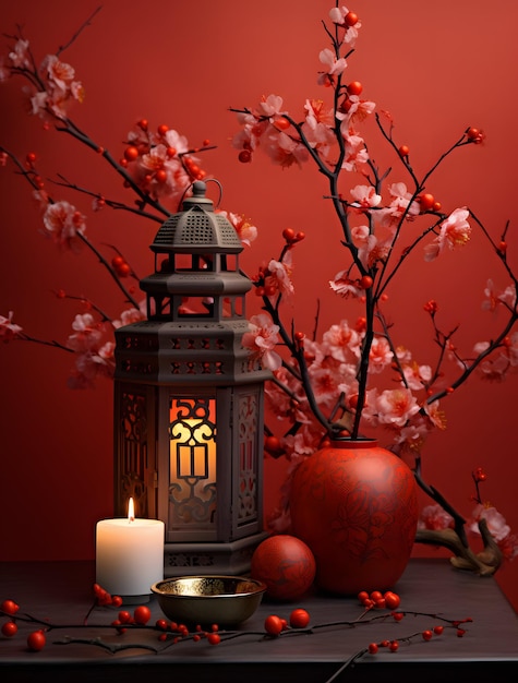 lantern and cherry blossom