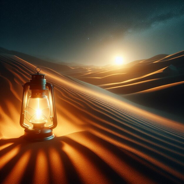 Photo the lantern in the desert