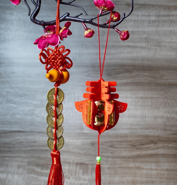Фото Фестиваль фонарей и счастливый китайский новый год с красными фонарями натюрморт
