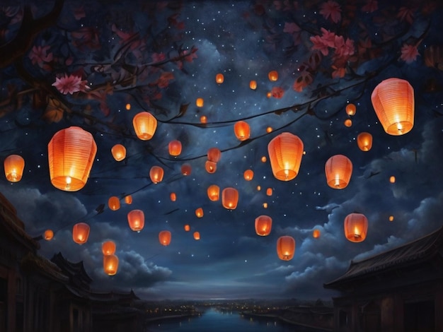 Photo lantern festival in chinese new year