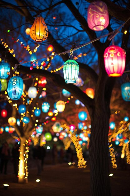 a lantern festival in a public park to celebrate Nowruz