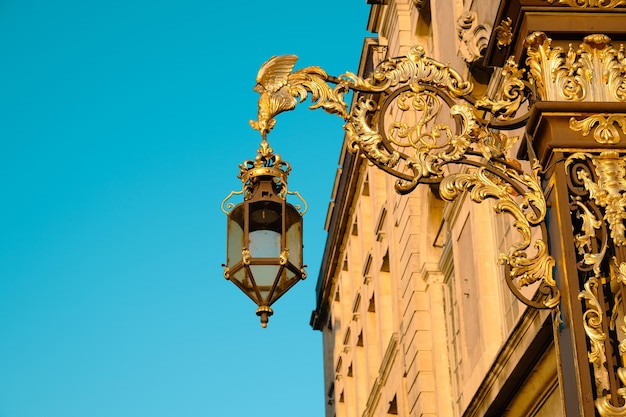 Lantern from place Stanislas in Nancy France golden streetlight in departement Lorraine