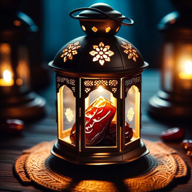 Photo lantern and islamic architecture for ramadan