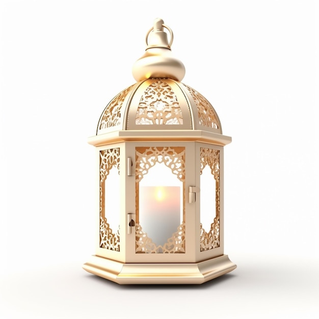 Lantern islamic ramadhan 3d icon isolated white background generative ai