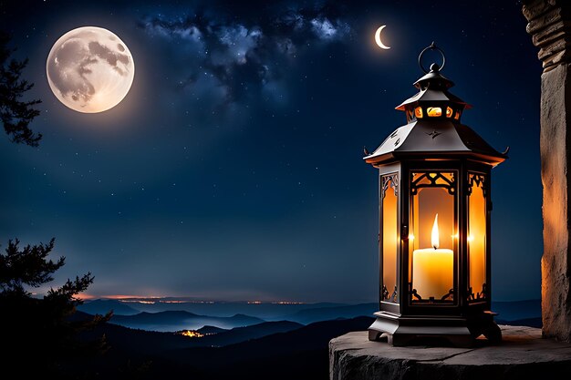 a lantern and a lantern in the night sky