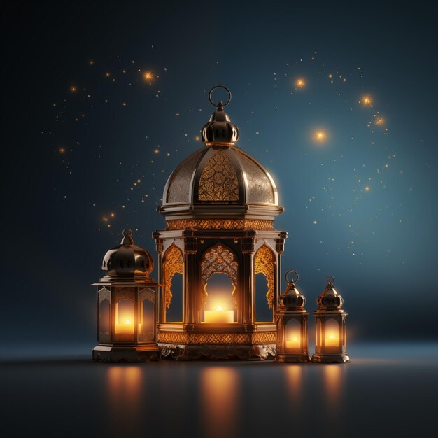 이슬람교의 거룩한 달인 라마단 카림의 축제에 대한 등불