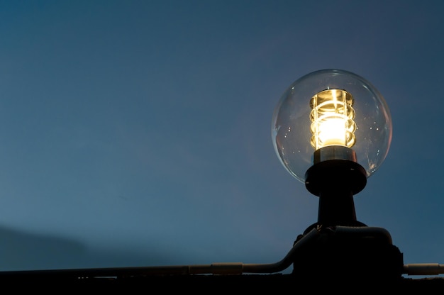 Lantern street light on twilight evening background