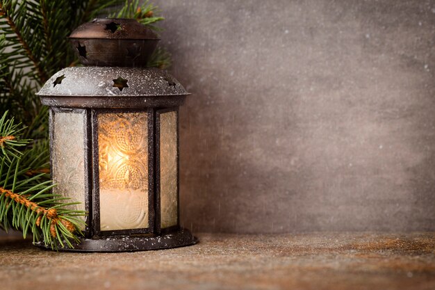 Lantern with christmas tree, Christmas decor