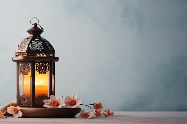 A lantern with flowers on it