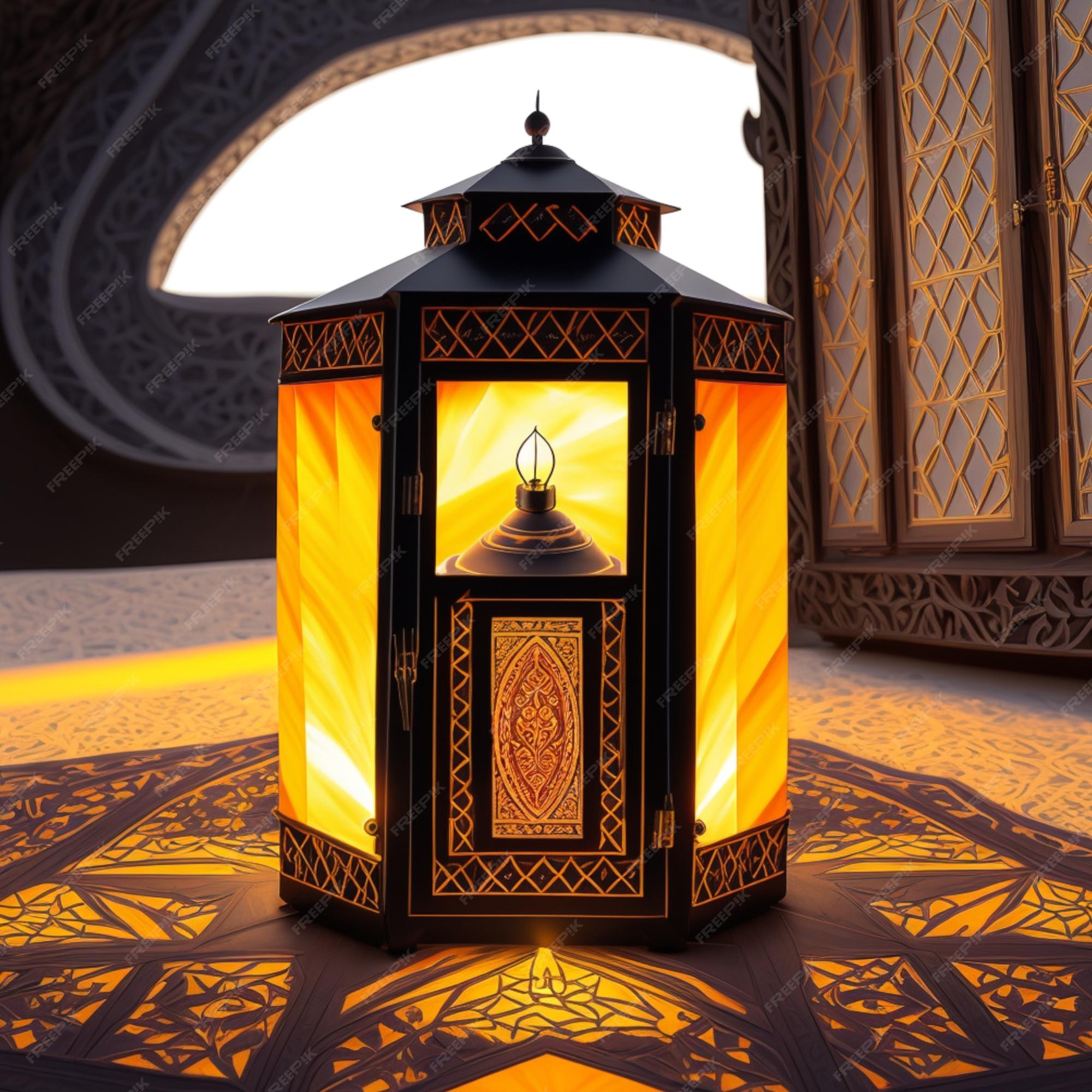 Premium AI Image A lantern with the golden light on it Premium AI Image A lantern with the golden light on it