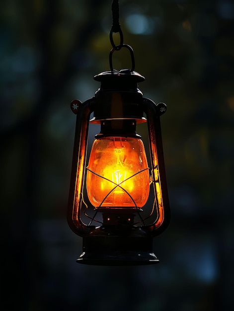 Photo a lantern with the light on it is lit up