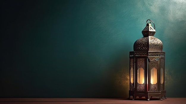 A lantern with the moon in the background