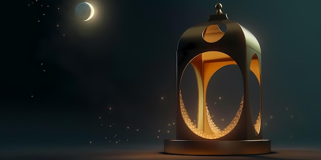 A lantern with the moon in the background