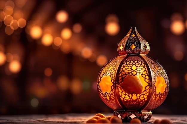 Photo a lantern with the name ramadan on it