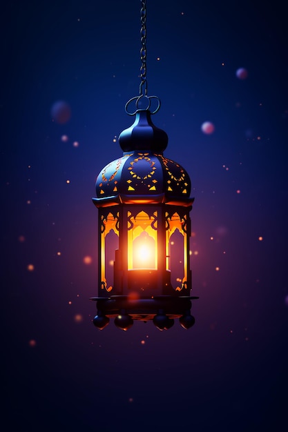 lantern with night light background for the muslim feast of the holy month of ramadan kareem