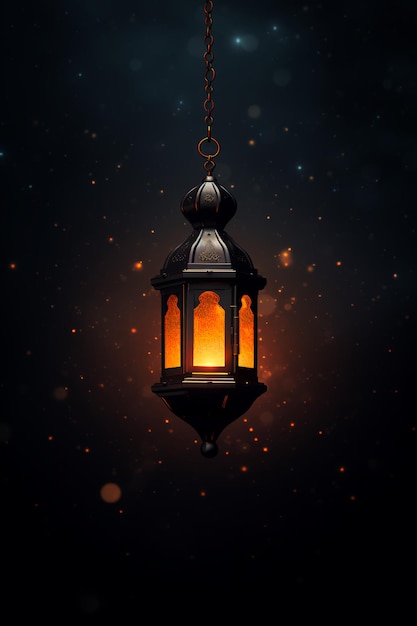 lantern with night light background for the muslim feast of the holy month of ramadan kareem