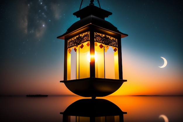 A lantern with the sun shining on it