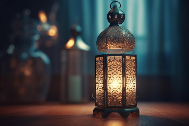 A lantern with the word ramadan on it generative ai