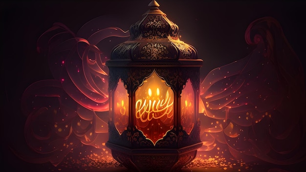 A lantern with the word ramadan on it