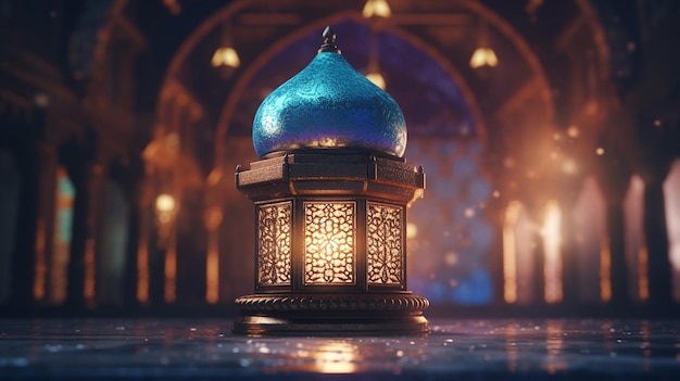 A lantern with the word ramadan on it