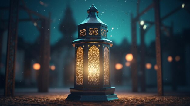 A lantern with the word ramadan on it