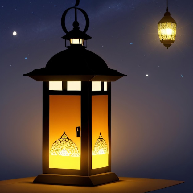 A lantern with the word ramadan on it