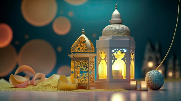 A lantern with the words eid on it