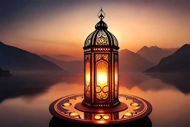 A lantern with the words ramadan on it