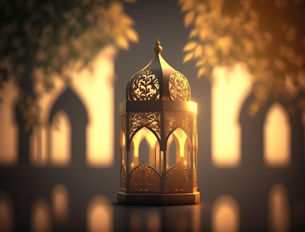 A lantern with the words ramadan on it