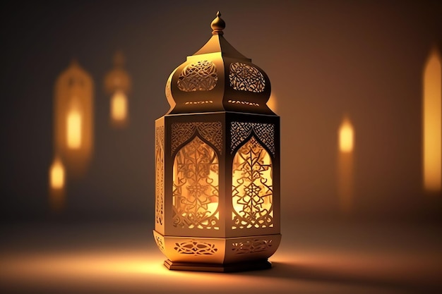 A lantern with the words ramadan on it