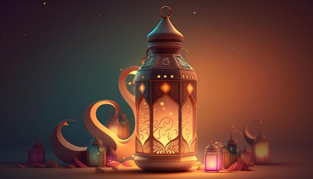 A lantern with the words ramadan on it