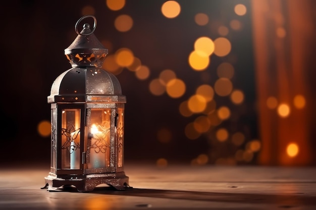 A lantern with the words ramadan on it