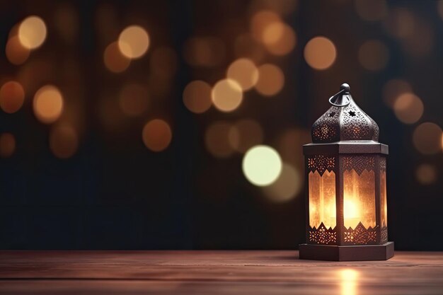 A lantern with the words ramadan on it