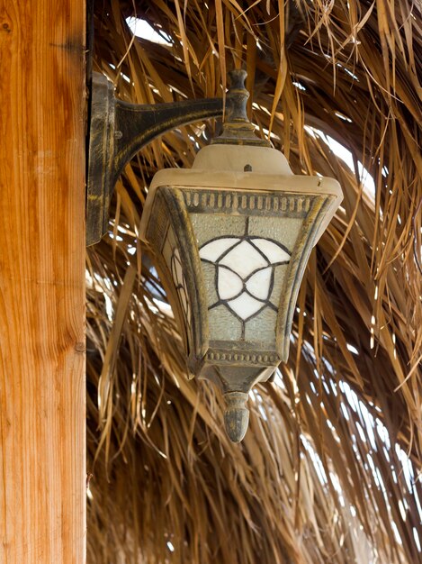 Lantern on a wooden post