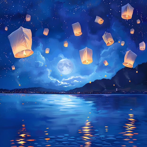 lanterns carrying messages love and appreciation floating into the night sky