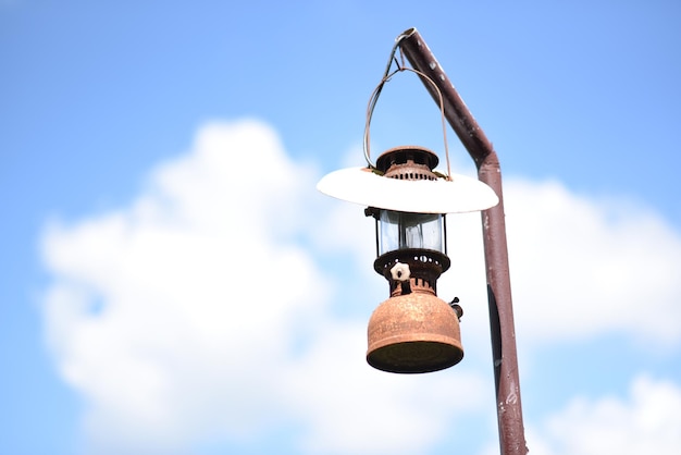 Lanterns on poles in the sky, photo