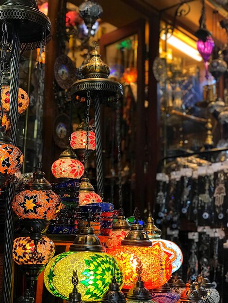 Photo lanterns for sale at market stall