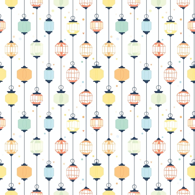 Lanterns seamless pattern Gift wrapping background Eid alFitr