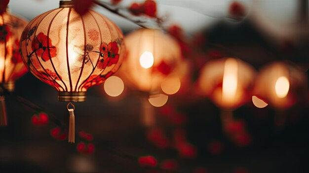 Foto lanterne in stile tradizionale cinese per strada