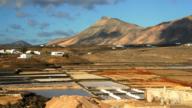 Lanzarote saltworks salinas de Janubio kleurrijke Canarische Eilanden