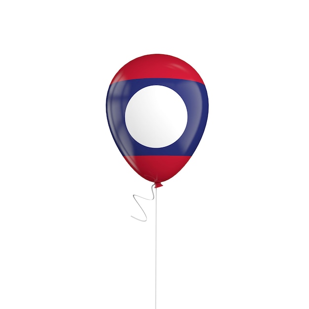 Laos flag balloon on a string 3D Rendering