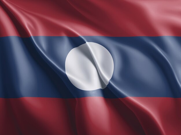 Photo laos flag flutter and waving