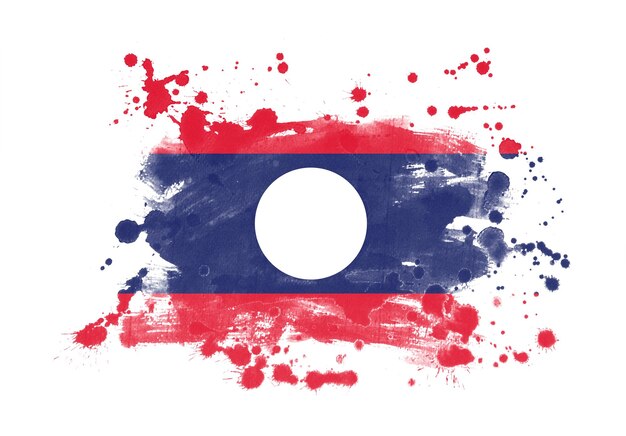 Laos flag grunge painted background