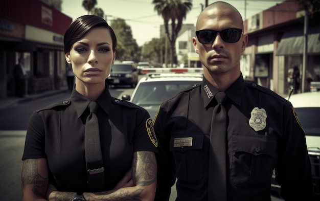 Photo lapd male and female police officers