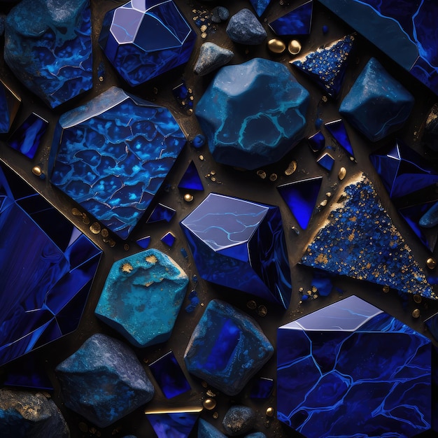 Lapis Lazuli Texture Blue Stone Background Lazure Gem Slice Dark Blue Crystal Abstract Generative Ai Illustration