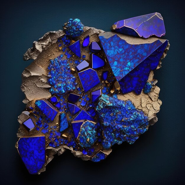 Lapis Lazuli Texture Blue Stone Background Lazure Gem Slice Dark Blue Crystal Abstract Generative Ai Illustration